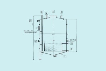 Чертеж Вертикальные аппараты ВКК с коническими днищем и крышкой